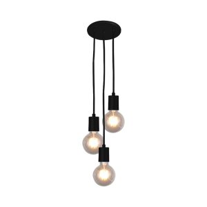 Lustre Pendente Uno C/3 Lamp E27 Preto (cabo Pp) - 3118/3 PT