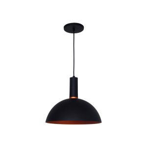Lustre Pendente Roma Meia Esfera 1 Lamp E27 Preto/cobre - 3134 PT/CB