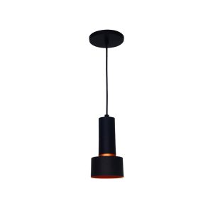 Lustre Pendente Roma Cilindro 1 Lamp E27 Preto/cobre - 3133 PT/CB