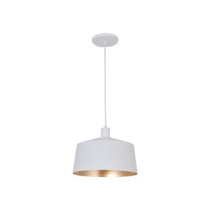 Lustre Pendente Malta Cuba 1 Lamp E27 Branco/gold - 3138 BR/GLD
