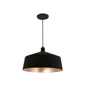 Lustre Pendente Malta Cuba Gde 1 Lamp E27 Preto /gold - 3139 PT/GLD