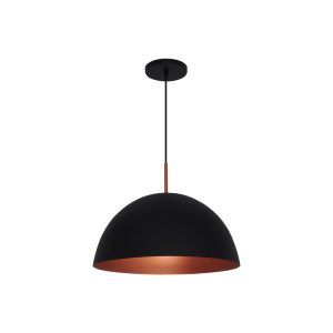 Lustre Pendente Madri 37cm 1lamp E27 Preto/cobre - 3110 MED PT/CB