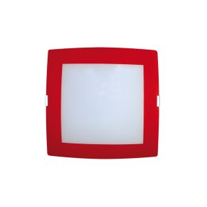 Luminária Plafon Quadrado Med Borda Vermelho - 1814 MED VM