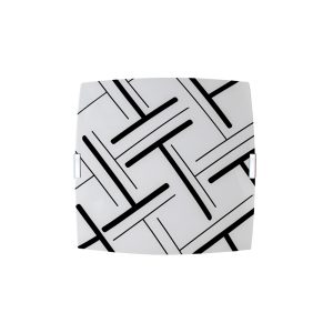 Luminária Plafon Quadrado Med Traços Preto - 1815 MED PT
