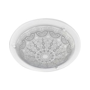 Luminária Plafon Redondo Med. Renda Branco/cinza - 2015 MED BR/CZ
