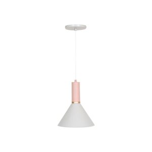 Lustre Pendente Roma Cone 1 Lamp E27 Creme/rosê Fosco - 3135 CRM/RSF