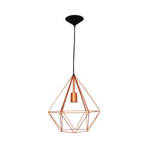 Lustre Pendente Aramado Diamante Gde Preto/cobre - 3006 GDE PT/CB