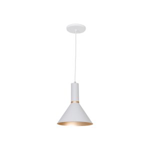 Lustre Pendente Roma Cone 1 Lamp E27 Branco/gold - 3135 BR/GLD