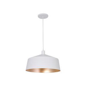 Lustre Pendente Malta Cuba Gde 1 Lamp E27 Branco/gold - 3139 BR/GLD