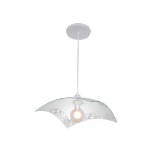 Lustre Pendente Vitro Quadrado 28cm Mosaico Branco - 1233 MED BR