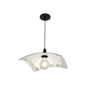 Lustre Pendente Vitro Quadrado 38cm Textura Preto - 1234 GDE PT