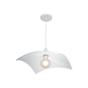 Lustre Pendente Vitro Quadrado 38cm Linhas Branco - 1238 GDE BR