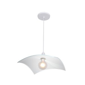 Lustre Pendente Vitro Quadrado 28cm Linhas Branco - 1238 MED BR