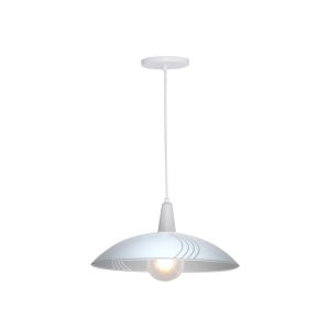 Lustre Pendente Vitro Redondo 40cm Branco Linhas - 1228 MED BR
