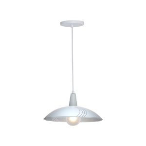 Lustre Pendente Vitro Redondo 30cm Branco Linhas - 1228 PEQ BR