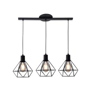 Lustre Pendente Trilho Diamante Peq 3 Lamp E27 Preto - 3015/3 PEQ PT