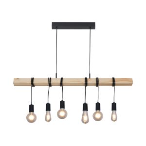 Lustre Pendente Versatto Pinus 06 Lamp E27 Preto - 6006/6 PT