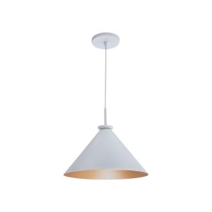 Lustre Pendente Cone Belga Gde 1 Lamp E27 Branco/gold - 3107 GDE BR/GLD