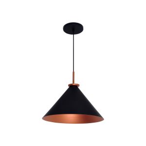 Lustre Pendente Cone Belga Gde 1 Lamp E27 Preto/cobre - 3107 GDE PT/CB