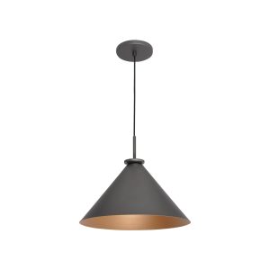 Lustre Pendente Cone Belga Gde 1 Lamp E27 Grafite/gold - 3107 GDE GRF/GLD