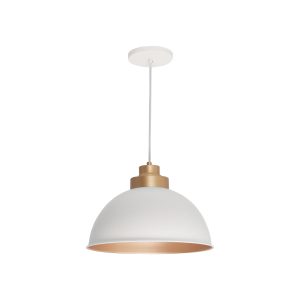 Lustre Pendente Industrial E27 Branco/gold - 3113 BR/GLD