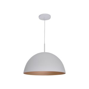 Lustre Pendente Madri 37cm 1lamp E27 Branco/gold - 3110 MED BR/GLD