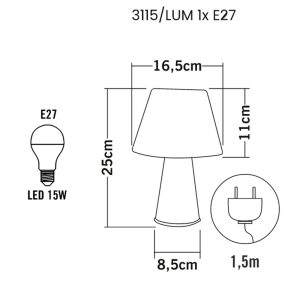 Luminária de Mesa Abajour Classic Branco - 3115 LUM BR