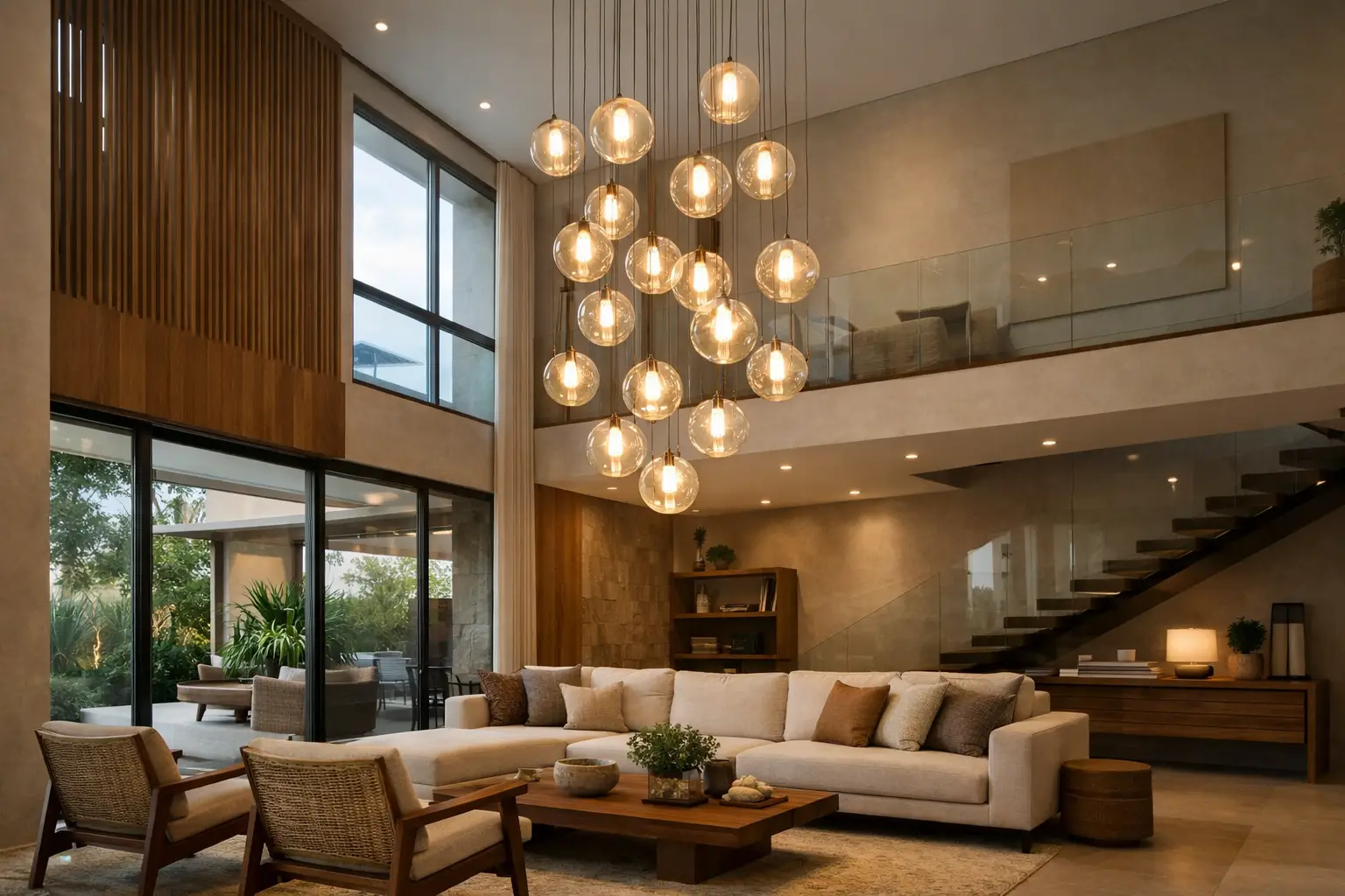 Lustre para sala com pé-direito duplo: como escolher